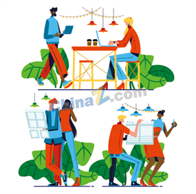 抽象日常人物插画矢量图